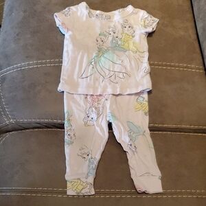 🐻 Kids Pajamas with Princess Print - White